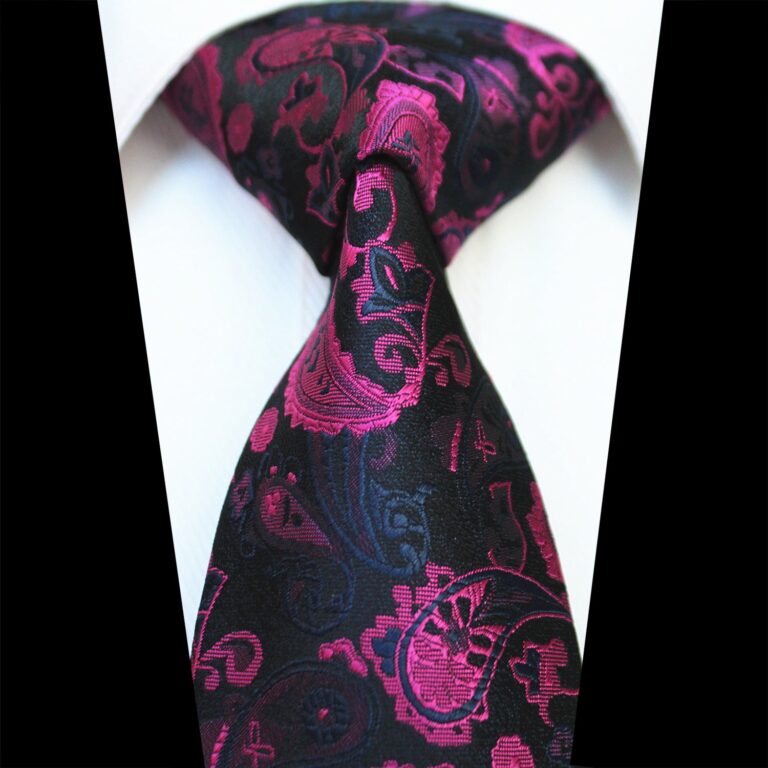 Celino Black Pink Paisley 100% Woven Silk Men's Tie Necktie Premium Turkey Made - Celino Corp.