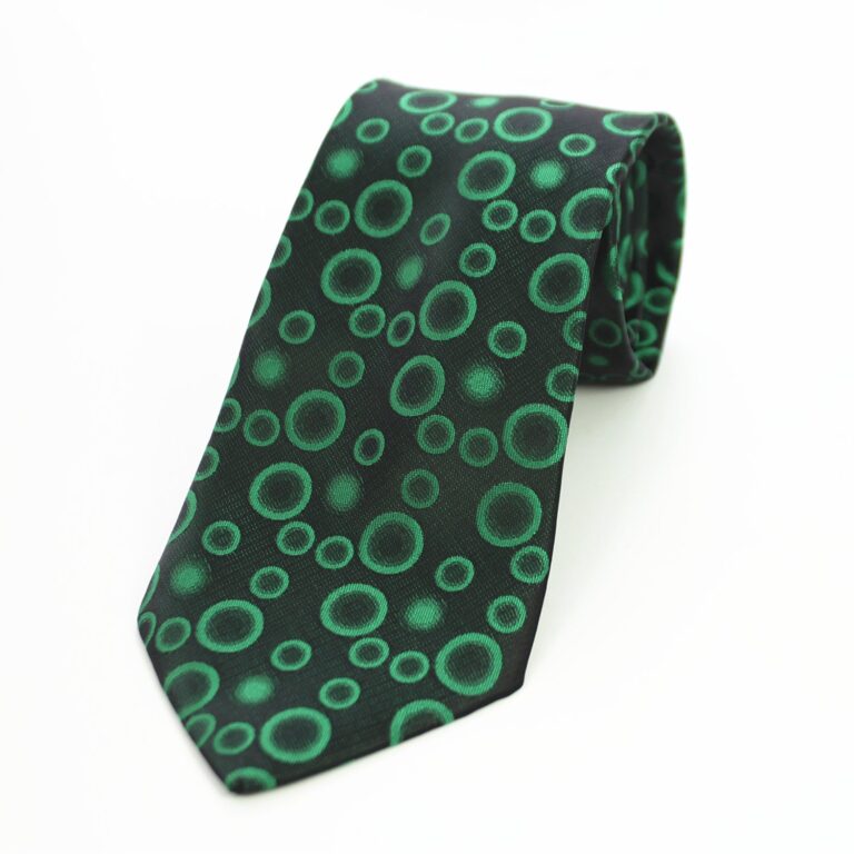 Celino Green Circles 100% Woven Silk Tie for Men Necktie Premium Turkey Made - Celino Corp.