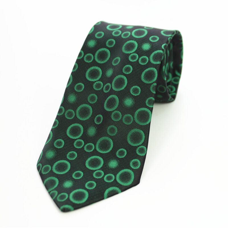Celino Green Circles 100% Woven Silk Tie for Men Necktie Premium Turkey Made - Celino Corp.