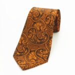 Celino Metalic Orange Paisley 100% Woven Silk Men's Tie Necktie Turkey Made - Image 2
