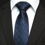 Celino Men's Neck Tie Premium European Made with Gift Box[Solid Blue Check]