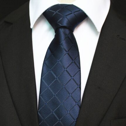 Celino Men's Neck Tie Premium European Made with Gift Box[Solid Blue Check]