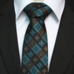 Celino Men's Neck Tie Premium European Made with Gift Box[Turqouise Brown Floral]
