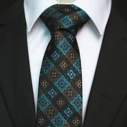 Celino Men's Neck Tie Premium European Made with Gift Box[Turqouise Brown Floral]