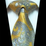 Celino Yellow Grey Paisley 100% Woven Silk Men's Tie Necktie Premium Turkey Made - Celino Corp.