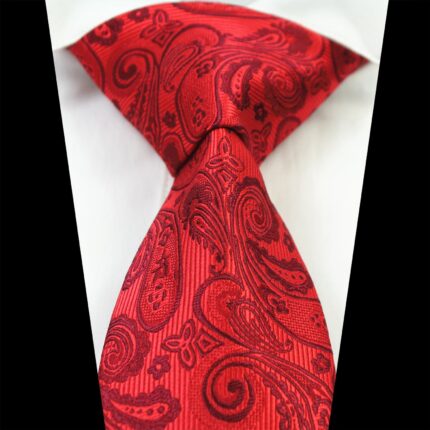 Celino Red Paisley 100% Woven Silk Tie for Men Necktie Premium Turkey Made