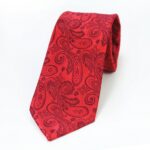 Celino Red Paisley 100% Woven Silk Tie for Men Necktie Premium Turkey Made - Image 2
