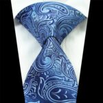 Celino Metalic Blue Paisley 100% Woven Silk Tie for Men Necktie Turkey Made