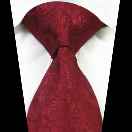 Celino Solid Burgandy Paisley 100% Woven Silk Men's Tie Necktie Turkey Made