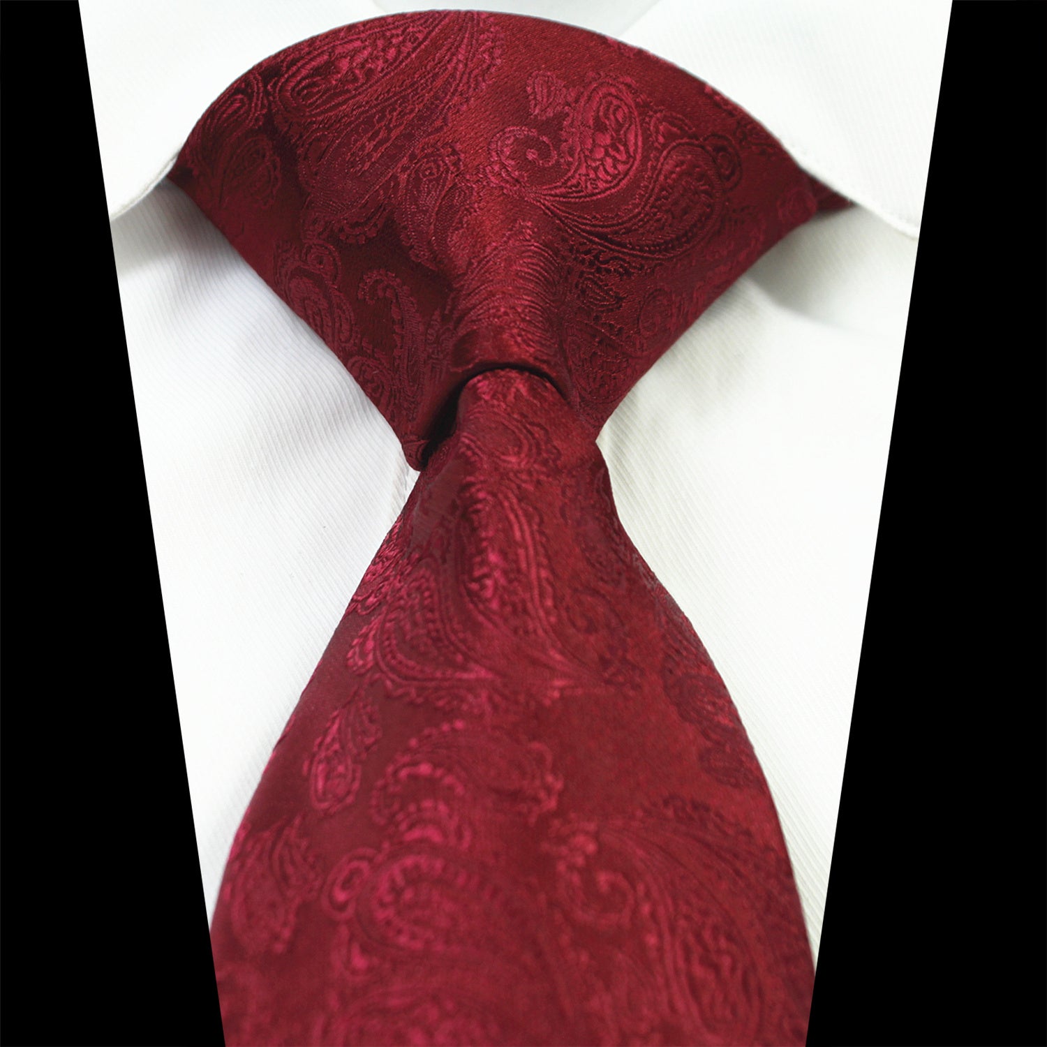 CENT2011_1 Celino Solid Burgandy Paisley 100% Woven Silk Men's Tie Necktie Turkey Made - Image 1