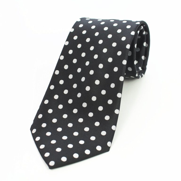 Celino Black White Polka Dot 100% Woven Silk Tie for Men Necktie Turkey Made - Celino Corp.