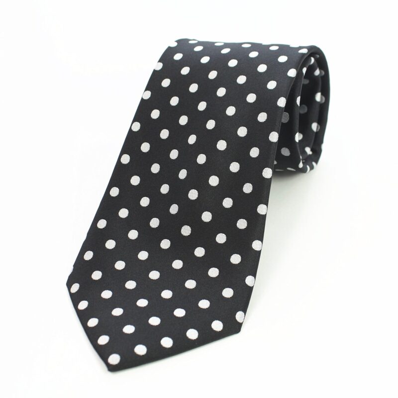 Celino Black White Polka Dot 100% Woven Silk Tie for Men Necktie Turkey Made - Celino Corp.