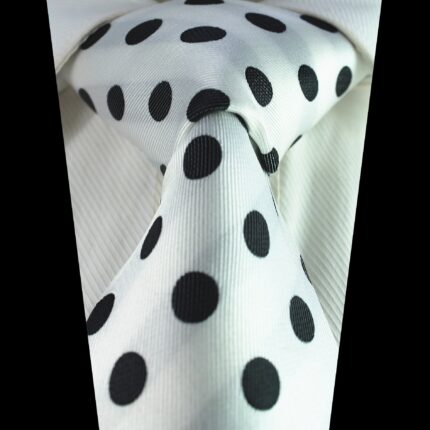 Celino Black and White Doted 100% Woven Silk Tie for Men Necktie Premium Turkey Made