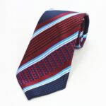 Celino Burgandy Blue Lines 100% Woven Silk Men's Tie Necktie Premium Turkey Made