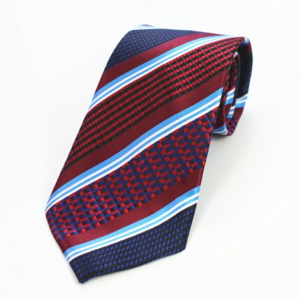 Celino Burgandy Blue Lines 100% Woven Silk Men's Tie Necktie Premium Turkey Made