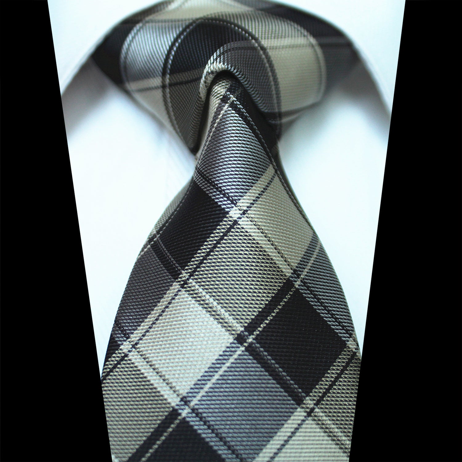 CENT229_1 Celino Check 100% Woven Silk Tie for Men Necktie Premium Turkey Made - Image 1