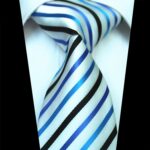Celino White Colorful Lines 100% Woven Silk Tie for Men Necktie Turkey Made - Image 2