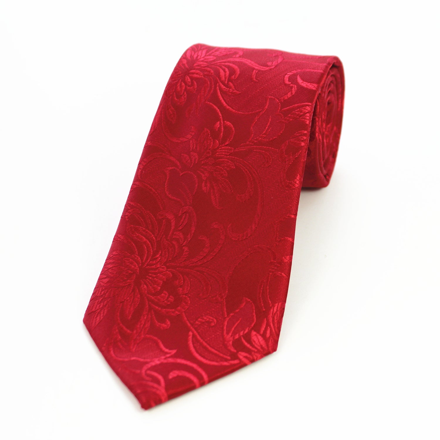 CENT306_2 Celino Solid Red Paisley 100% Woven Silk Men's Tie Necktie Premium Turkey Made - Image 1
