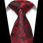 Celino Red Black Paisley 100% Woven Silk Men's Tie Necktie Premium Turkey Made - Image 2