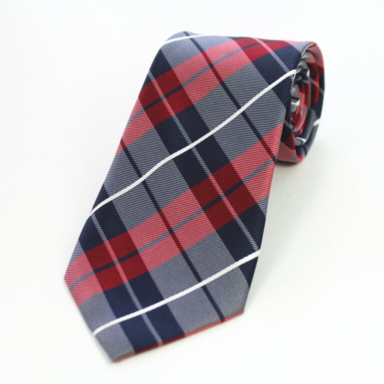 Celino Red Blue Check 100% Woven Silk Men's Tie Necktie Premium Turkey Made - Celino Corp.