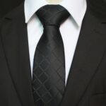 Celino Men's Neck Tie Premium European Made with Gift Box[Solid Black Check] - Celino Corp.
