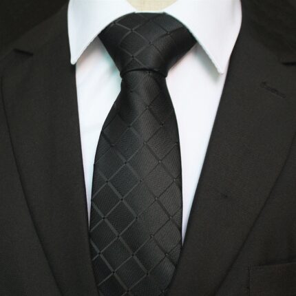 Celino Men's Neck Tie Premium European Made with Gift Box[Solid Black Check] - Celino Corp.