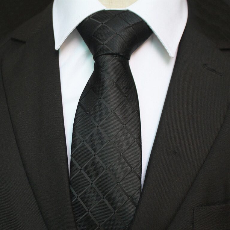Celino Men's Neck Tie Premium European Made with Gift Box[Solid Black Check] - Celino Corp.