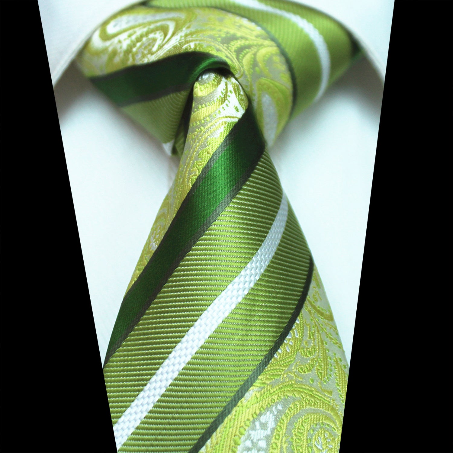 CENT452_1 Celino Men's Green Paisley Silk Multi Color Neck tie neckties Premium Turkey Made - Image 1