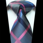 Celino Blue Pink Check 100% Woven Silk Tie for Men Necktie Premium Turkey Made - Celino Corp.