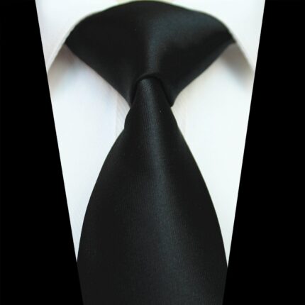 Celino Solid Black 100% Woven Silk Tie for Men Necktie Premium Turkey Made