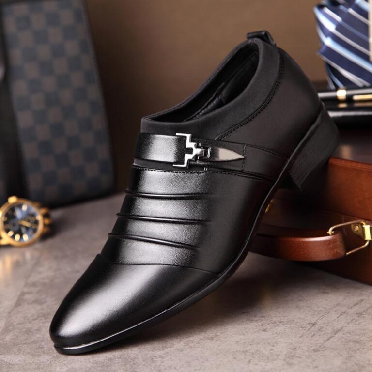 Black Pointy Toe Mens Premium Leather Designer Dress Shoes - Perfect for Formal & Casual Wear - Celino Corp.