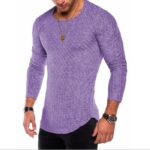 Light Purple Soft Cotton Slim Fit T-Shirts for Men - O Neck Long Sleeve Tee Shirts - Celino Corp.
