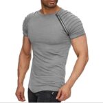 Light Grey Soft Cotton Slim Fit T-Shirts for Men - O Neck Short Sleeve Tee Shirts