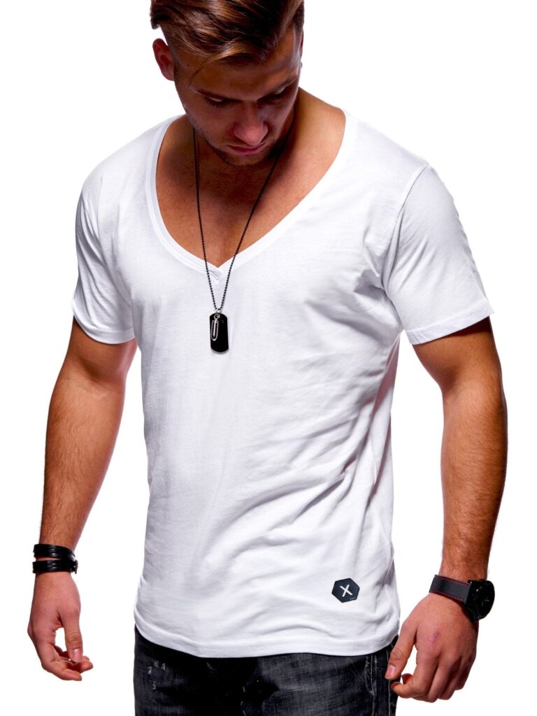 White Soft Cotton Slim Fit T-Shirts for Men - V Neck Short Sleeve Tee Shirts - Celino Corp.