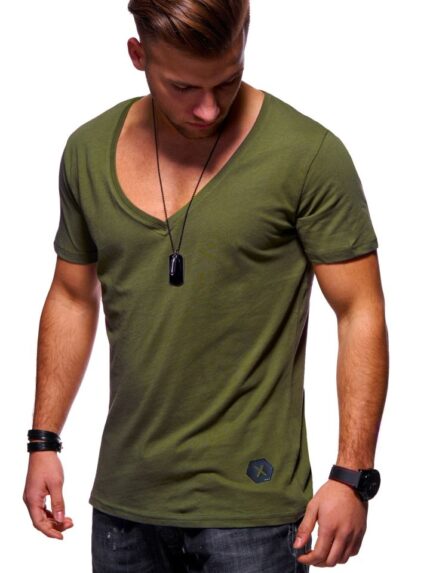 Green Soft Cotton Slim Fit T-Shirts for Men - O Neck Short Sleeve Tee Shirts