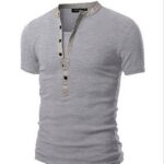 Light Grey Soft Cotton Slim Fit T-Shirts for Men - V Neck Short Sleeve Tee Shirts