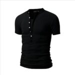 Black Soft Cotton Slim Fit T-Shirts for Men - V Neck Short Sleeve Tee Shirts