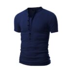 Navy Blue Soft Cotton Slim Fit T-Shirts for Men - V Neck Short Sleeve Tee Shirts