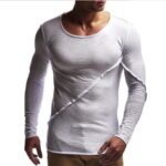 White Soft Cotton Solid Slim Fit T-Shirts for Men - O Neck Cool Long Sleeve Tee Shirts