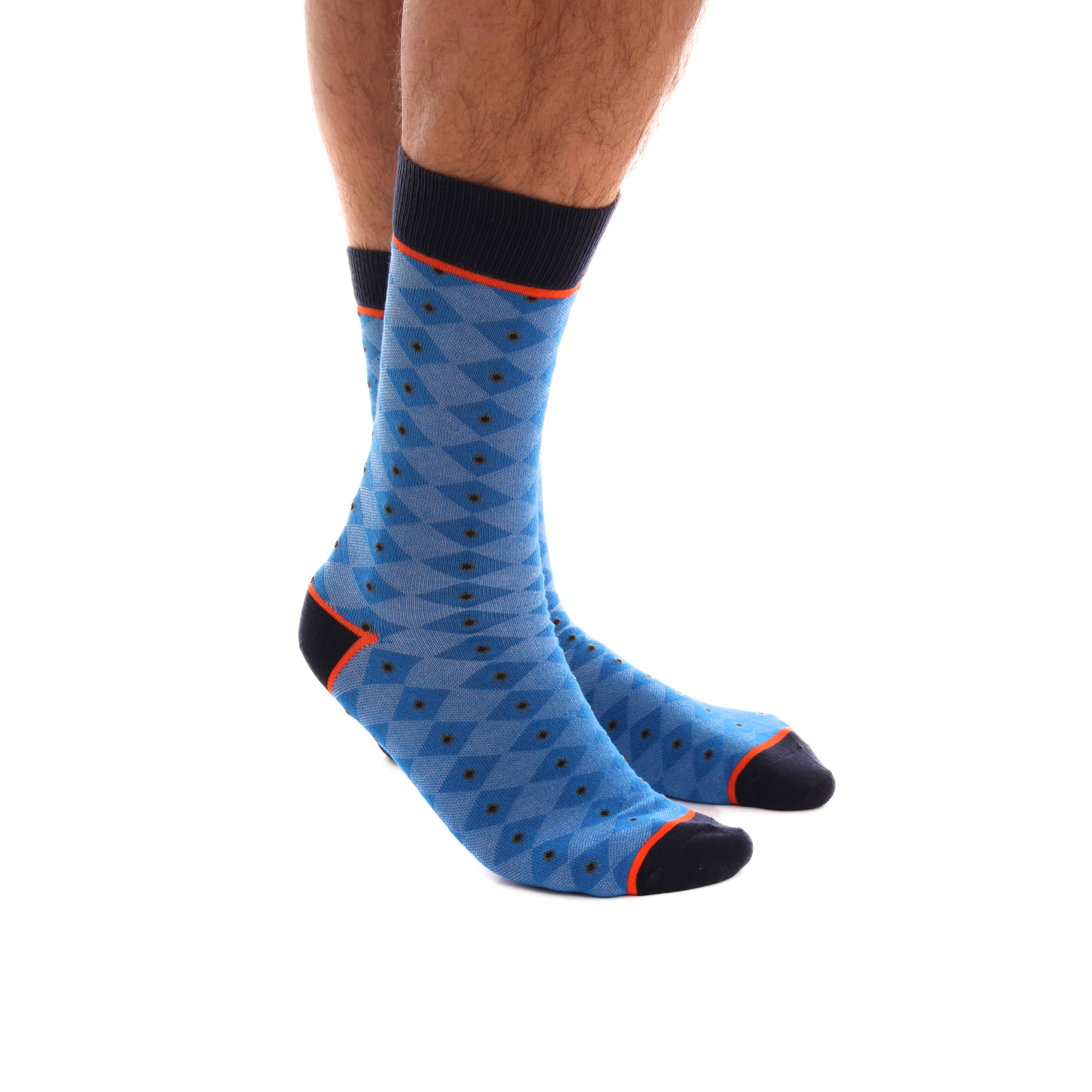 CESO06_1 Celino Comfortable Turkish Made Cotton Socks for Men Multi-Colored Check - Image 1