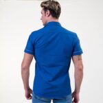 Royal Blue Short Sleeve Button up Shirts for Men - Tailored Slim Fit Cotton Dress Shirts - Image 5