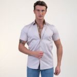 Solid Bright White Short Sleeve Button up Shirts for Men - Tailored Slim Fit Cotton Dress Shirts - Image 2