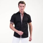 Jet Black Short Sleeve Button up Shirts for Men - Tailored Slim Fit Cotton Dress Shirts - Image 2