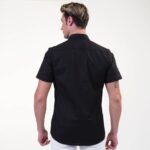 Jet Black Short Sleeve Button up Shirts for Men - Tailored Slim Fit Cotton Dress Shirts - Image 5