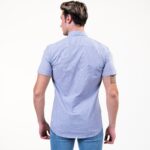 Soft Light Blue Short Sleeve Button up Shirts for Men - Tailored Slim Fit Cotton Dress Shirts - Image 4
