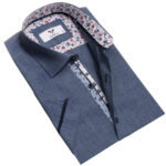 Dark Grey Short Sleeve Button up Shirts for Men - Tailored Slim Fit Cotton Dress Shirts