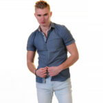 Dark Grey Short Sleeve Button up Shirts for Men - Tailored Slim Fit Cotton Dress Shirts - Image 5