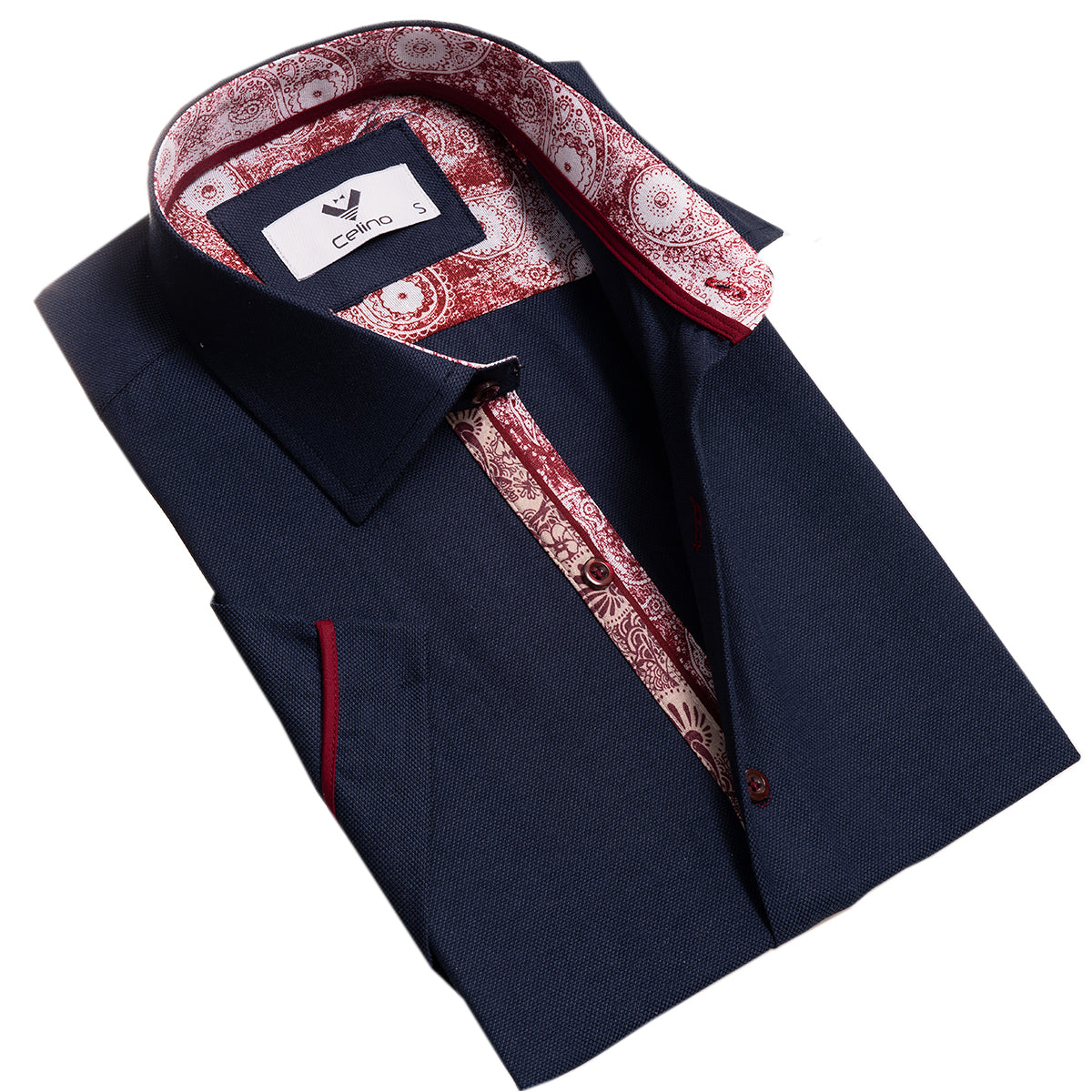 CESS7634_0 Short Sleeve Button up Shirts for Men - Tailored Slim Fit Cotton Dress Shirts - Image 1