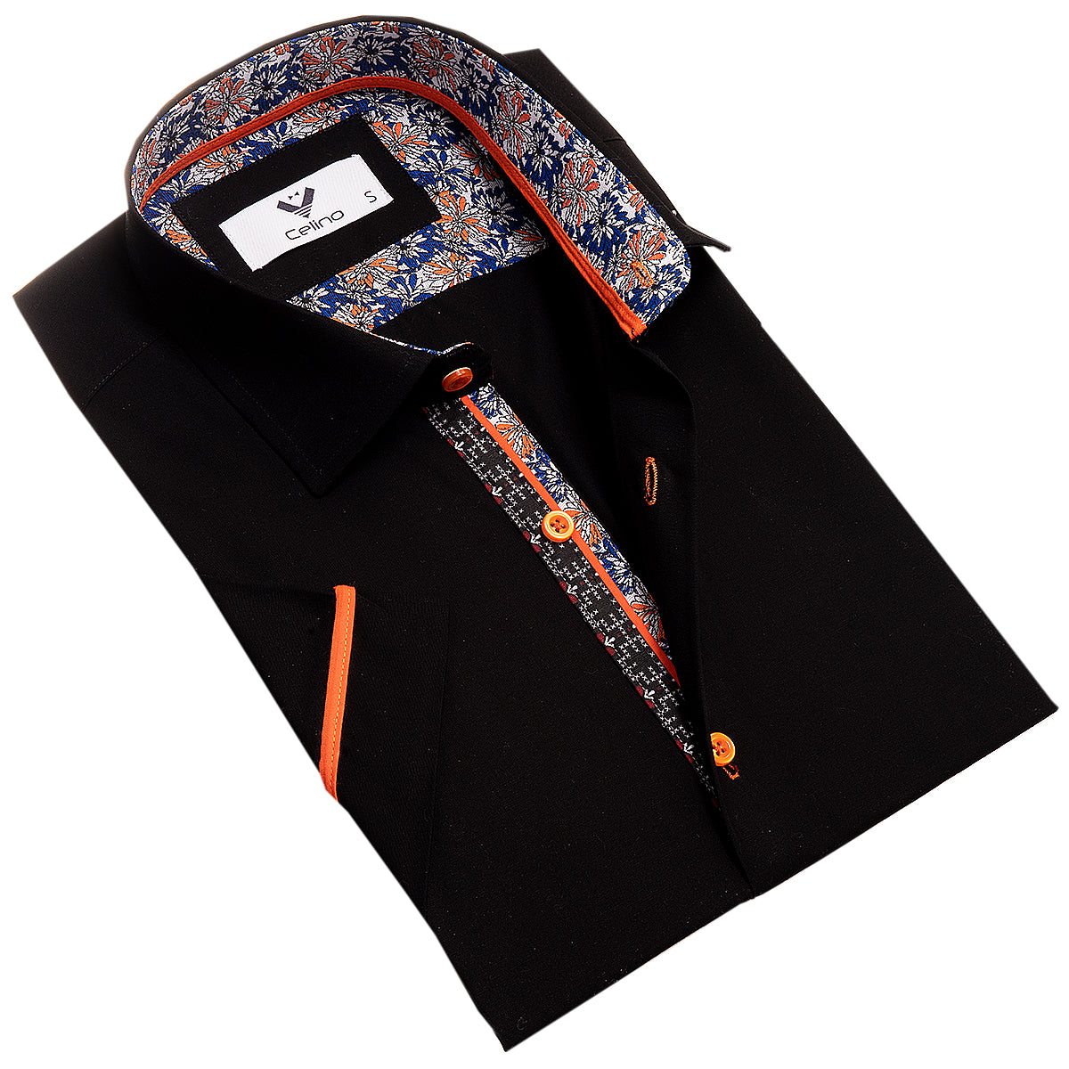 CESS7636_0 Short Sleeve Button up Shirts for Men - Tailored Slim Fit Cotton Dress Shirts - Image 1
