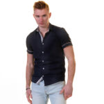 Midnight Blue Short Sleeve Button up Shirts for Men - Tailored Slim Fit Cotton Dress Shirts - Image 2